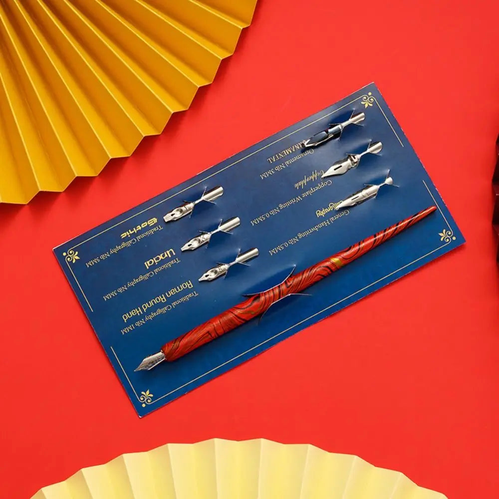Set Profesional de Caligrafía y Dibujo – Pluma de Inmersión + 6 Plumillas Intercambiables