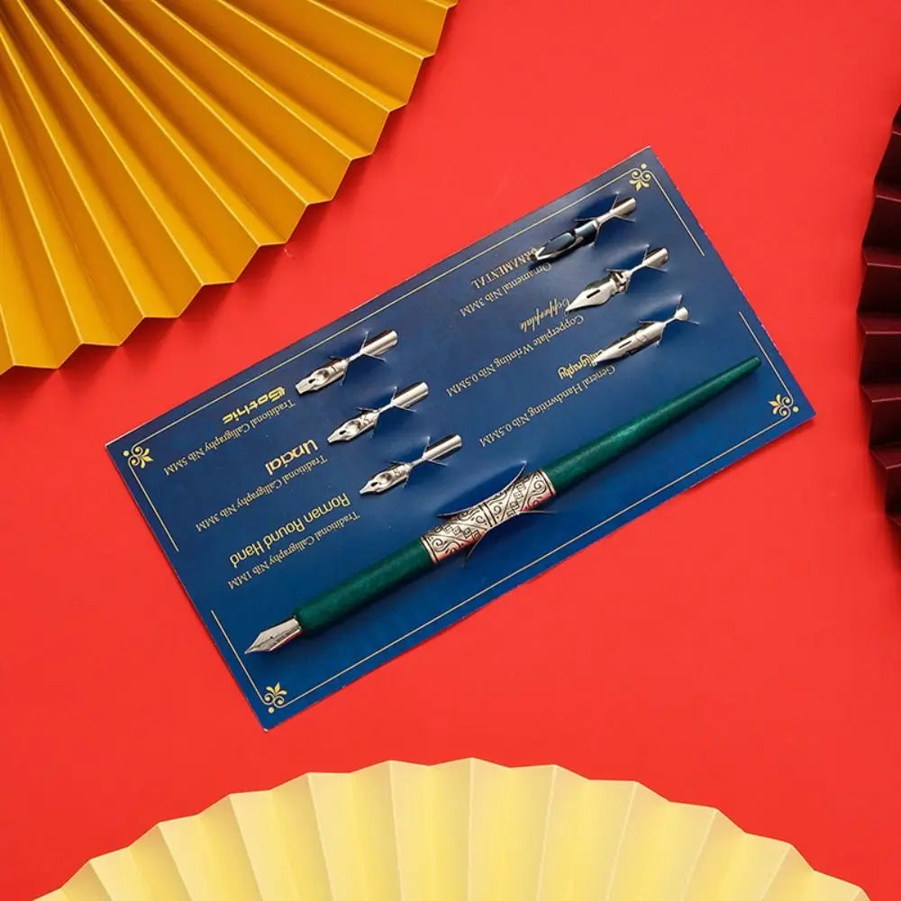Set Profesional de Caligrafía y Dibujo – Pluma de Inmersión + 6 Plumillas Intercambiables